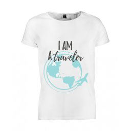 Tricou barbati I am a traveler - L, alb