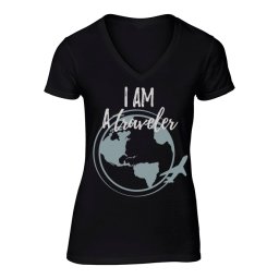 Tricou dama I am a traveler - S, negru