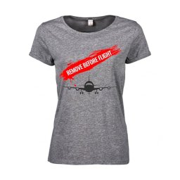 Tricou dama Remove before flight - M, gri