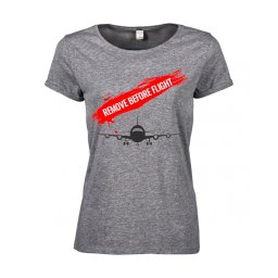 Tricou dama Remove before flight - L, gri