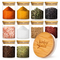Klarstein Recipiente rotunde, capac din bambus, 10 bucăți, fiecare de 150 ml, etanș (BW-10232-001)
