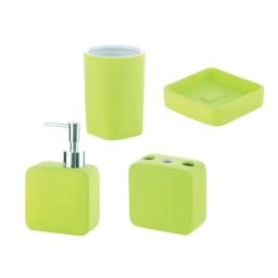 Set accesorii baie dozator sapun, pahar, suport periuta dinti, sapuniera, ceramica, verde lime