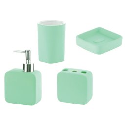 Set accesorii baie dozator sapun, pahar, suport periuta dinti, sapuniera, ceramica, verde menta