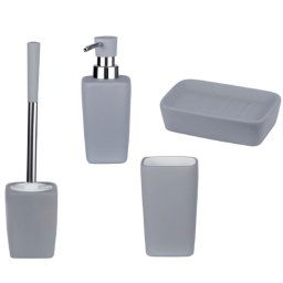 Set accesorii baie dozator sapun, sapuniera, pahar si perie WC , gri