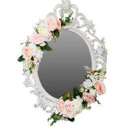 Oglinda miresei, ovala in stil victorian, lucrata cu flori de matase, 40x60 cm - FEIS1648