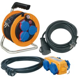 Set Prelungitor Exterior Brennenstuhl Power-Pack IP44 cu tambur, 3 prize, 10m H07RN-F 3G1,5, prelungitor 10m H07RN-F 3G1,5 Prelungitor 5 m cu priza H07RN-F 3G1,5