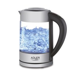 Fierbator ADLER AD 1247 cu reglare temperatura, 2200wati,1.7l, sticla,leduri iluminare,negru inox