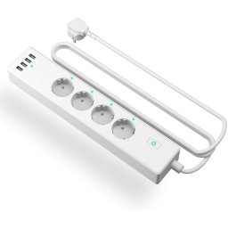 Prelungitor smart WiFi Meross MSS425F, 4 Prize, 4 x USB, Cablu 1.8m, Alexa, Google Assistant