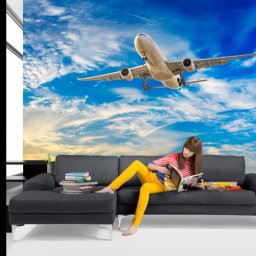 Fototapet Avion Sub Cerul Senin AMA24 (Alege materialul: : Autocolant Perete Laminat Mat)