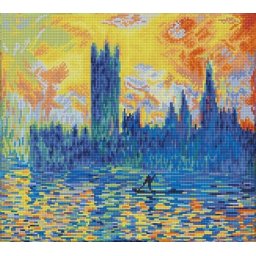 Set goblen cu diamante, fara sasiu, Parlamentul din Londra (Monet) 46x41 cm