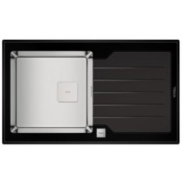 Chiuveta Teka Premium RS15 1B 1D 86, 860x510cm, inox + Sticla neagra