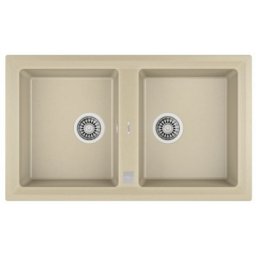 Chiuveta Teka Stone 90B TG 2B cu doua cuve, 860x510mm, Topasbeige