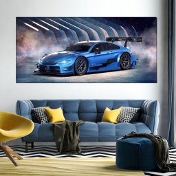 Tablou Canvas Masina Albastra Concept Futurist ADC41 (Dimensiune LxH: 140x70cm)
