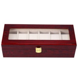 Cutie caseta din lemn pentru depozitare si organizare 6 ceasuri, model Premium