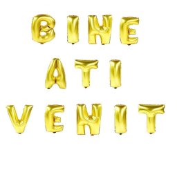 Set baloane folie Bine ati venit auriu 40cm