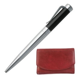 Gift Set Pix Ballpoint Black Nina Ricci si Portofel Piele Naturala Rosie