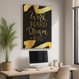 Tablou Motivational - Work Hard (Gold)