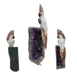 Cristal Natural Geoda Ametist - Pasare de Onix Alb - Jasp - 59x16x16 cm - Unicat
