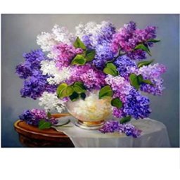 Set goblen cu diamante, cu sasiu, Liliac pe Masa, 40x50 cm