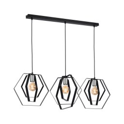 Lustră pe cablu HEXAGON 3xE27/60W/230V negru/crom