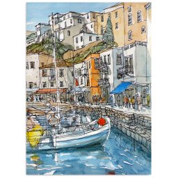 Set goblen cu diamante, cu sasiu, Port in Oras, 40x50 cm