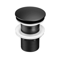 Ventil lavoar click-clack, alama, dop rotund, fara preaplin, universal, filet standard G 1 1/4", usor de instalat, negru mat