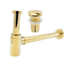 Sifon scurgere cu ventil fara preaplin pentru lavoar auriu gold