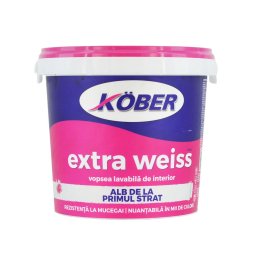 Vopsea lavabila interior, Kober, Extra Weiss, 40 kg (aprox 25 litri), alb mat,