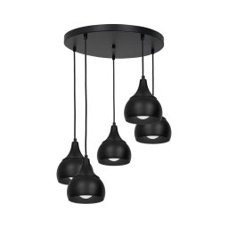 Lustră pe cablu AKTAN 5xE27/60W/230V neagră rotundă