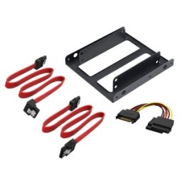Adaptor Akasa de la 3.5 inch la 2x 2.5 inch HDD/SSD, culoare neagra, cabluri SATA, AK-HDA-11