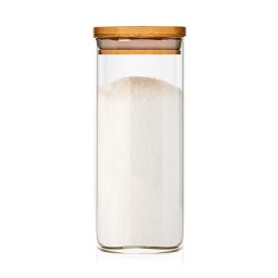 Klarstein Recipient pătrat pentru păstrarea alimentelor cu capac din bambus, etanș la aer, cu sigiliu siliconic, 6 × 15 cm, 300 ml (BW-10177-002)