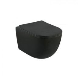 Set vas WC suspendat Fluminia Minerva, cu capac quick release si soft close, negru