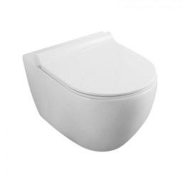 Set vas WC suspendat Fluminia Minerva rimless, cu capac quick release si soft close, alb