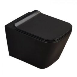 Set vas WC suspendat Fluminia Paris, cu capac quick release si soft close, negru