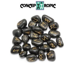 Rune din Turmalina Neagra - Set 25 Piese - 18-27 x 15-20 mm