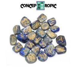 Rune din Lapis Lazuli - Set 25 Piese - 16-27 x 12-18 mm