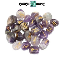 Rune din Ametist - Set 25 Piese - 15-23 x 11-18 mm