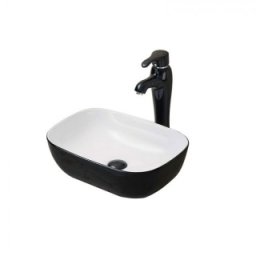 Lavoar dreptunghiular Fluminia Crius 45.5 cm,alb-negru