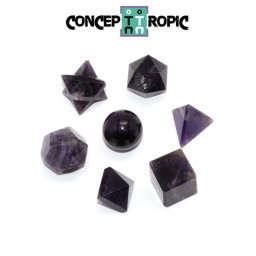 Solide Platonice 7 Piese din Ametist - 13-16 x 14-17 mm - 1 Set