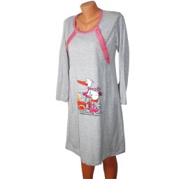 Camasa de alaptare Baby and bird, Grey-Pink , Maneca Lunga