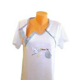Camasa de alaptare White-Glitter, Maneca Scurta
