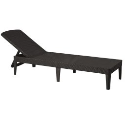 Sezlong de gradina, polipropilena grafit, spatar reglabil, Keter Jaipur, fara perna, dimensiune 187x58x29 cm