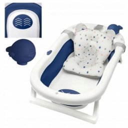 Cadita pliabila XL cu suport anatomic Primabobo Kasia dark blue, include jucarie