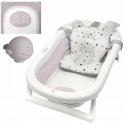 Cadita pliabila XL cu suport anatomic Primabobo Kasia pink, include jucarie