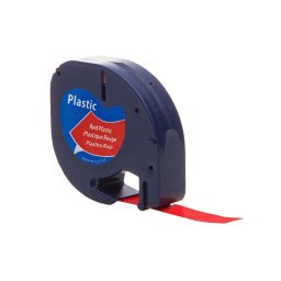 Etichete din plastic compatibile DYMO LetraTag 12 mm rosu pentru organizare acasa si codificare prin culori S0721630