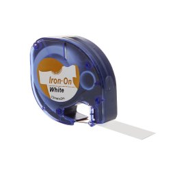 Etichete Iron-On compatibile DYMO LetraTag 12 mm negru pe alb pentru haine, crese, camine si curatatorii 18769