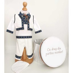 Set Botez Traditional Adi 4 , 2 piese costumas traditional si cufar brodat botez