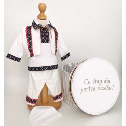 Set Botez Traditional Adi 9 , 2 piese costumas traditional si cufar brodat botez