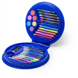 Set de colorat si pictat, 29 piese, 180×185×35 mm, Everestus, 20FEB3998, Plastic, Albastru, saculet inclus