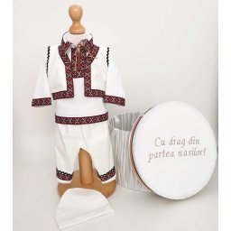 Set Botez Traditional Adi 13 , 2 piese costumas traditional si cufar brodat botez